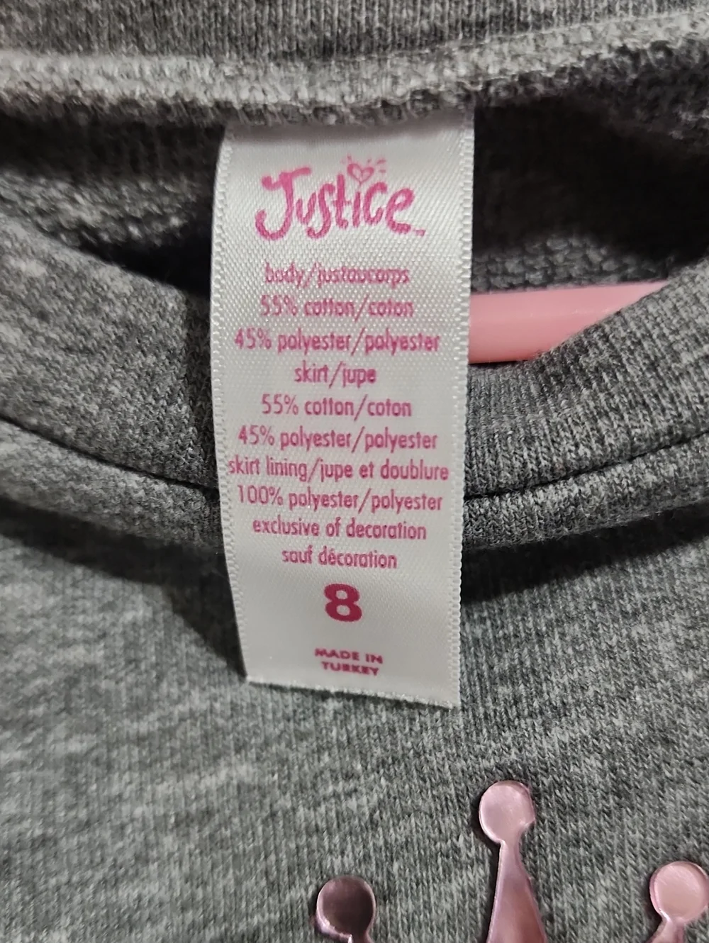 Justice Girls' Panda Tulle Dress Gray & Black Size 8 Like New